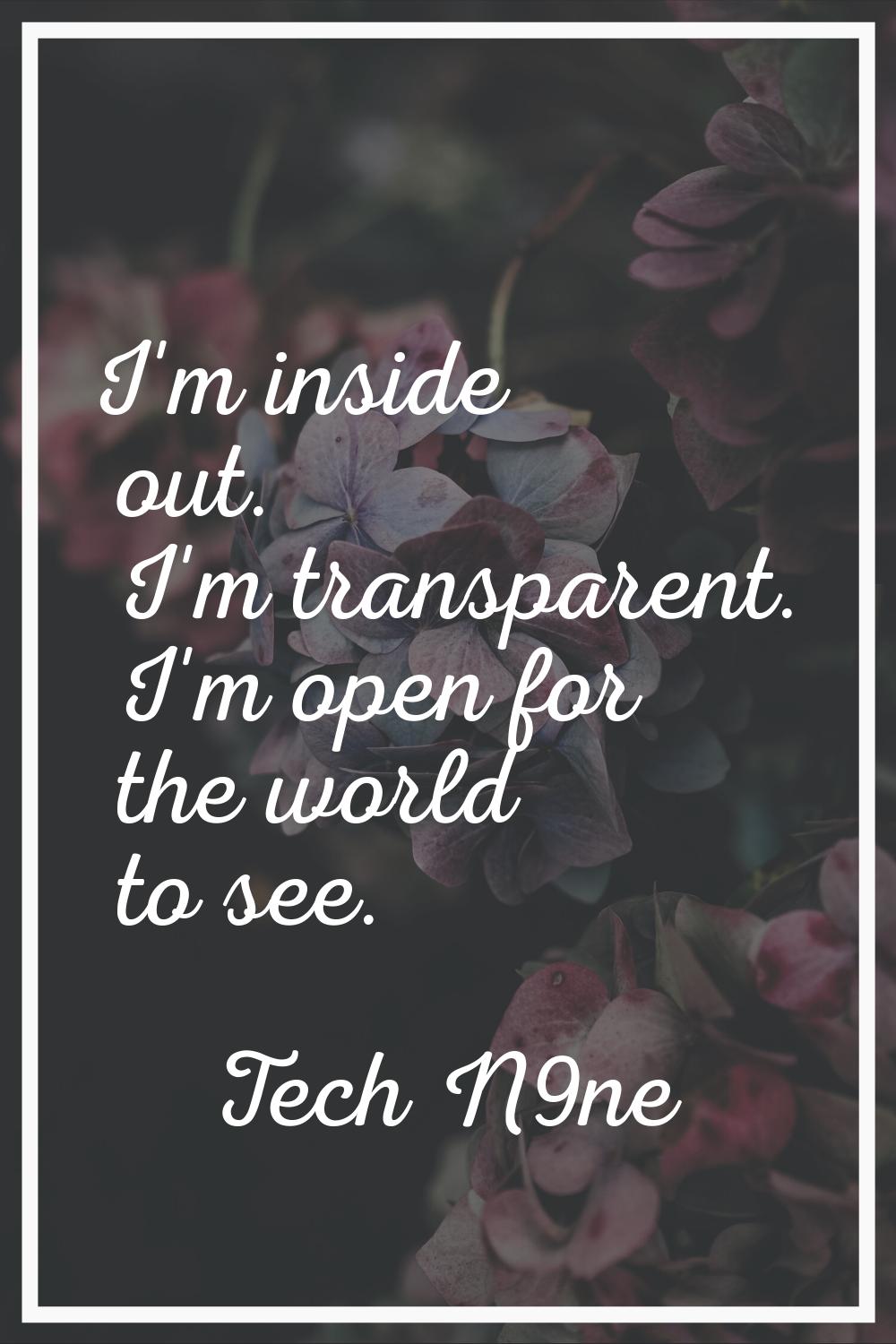 I'm inside out. I'm transparent. I'm open for the world to see.
