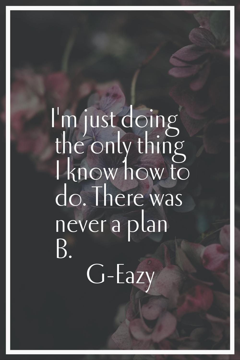 I'm just doing the only thing I know how to do. There was never a plan B.