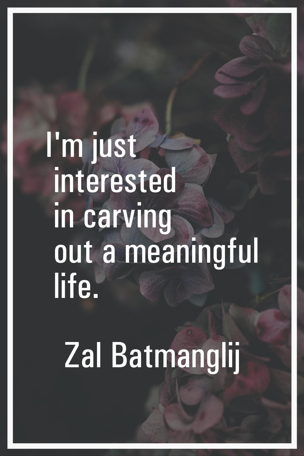 I'm just interested in carving out a meaningful life.