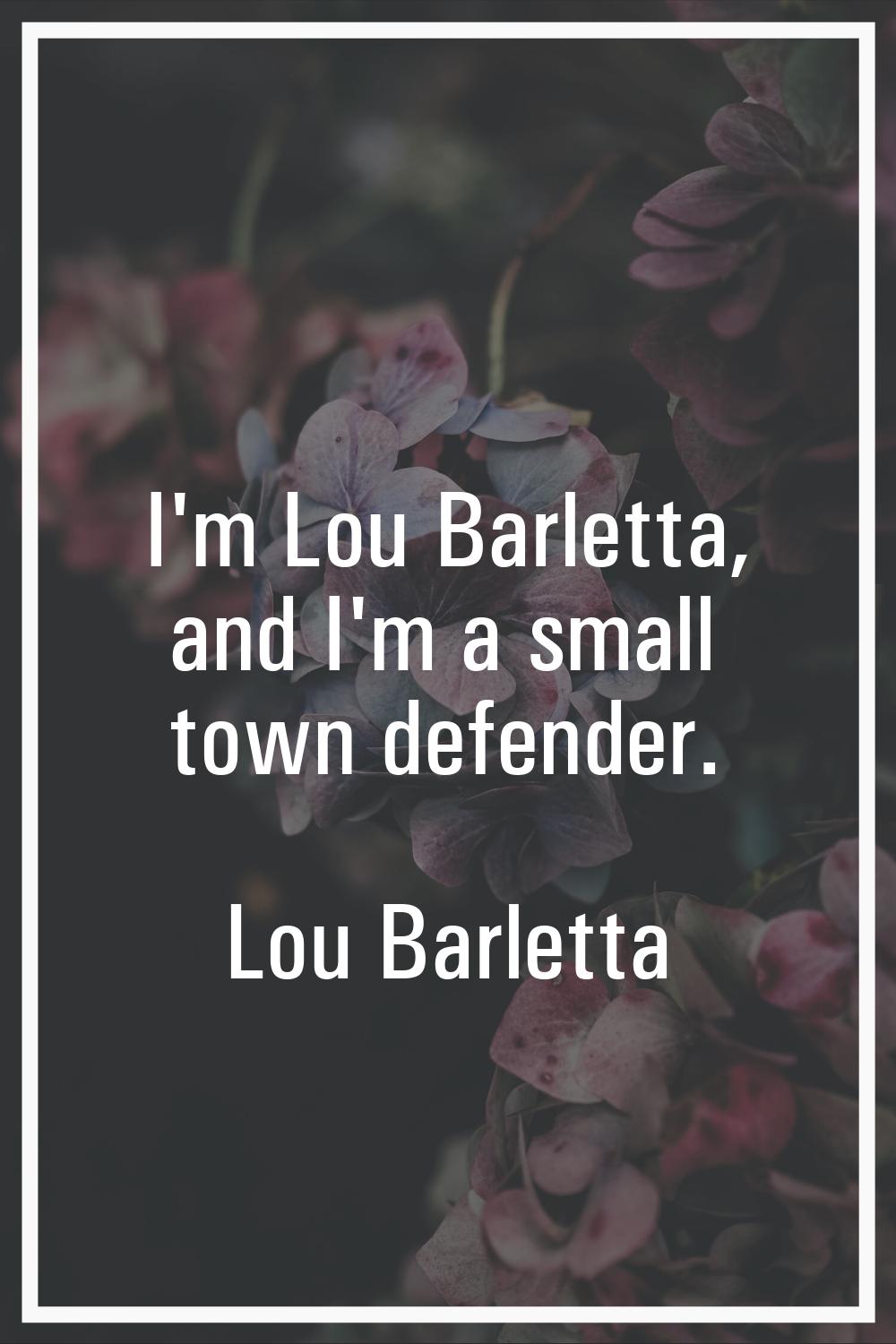 I'm Lou Barletta, and I'm a small town defender.