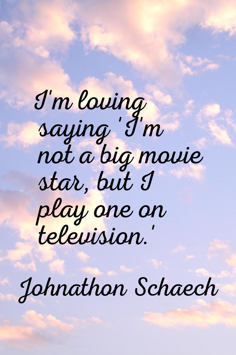I'm loving saying 'I'm not a big movie star, but I play one on television.'