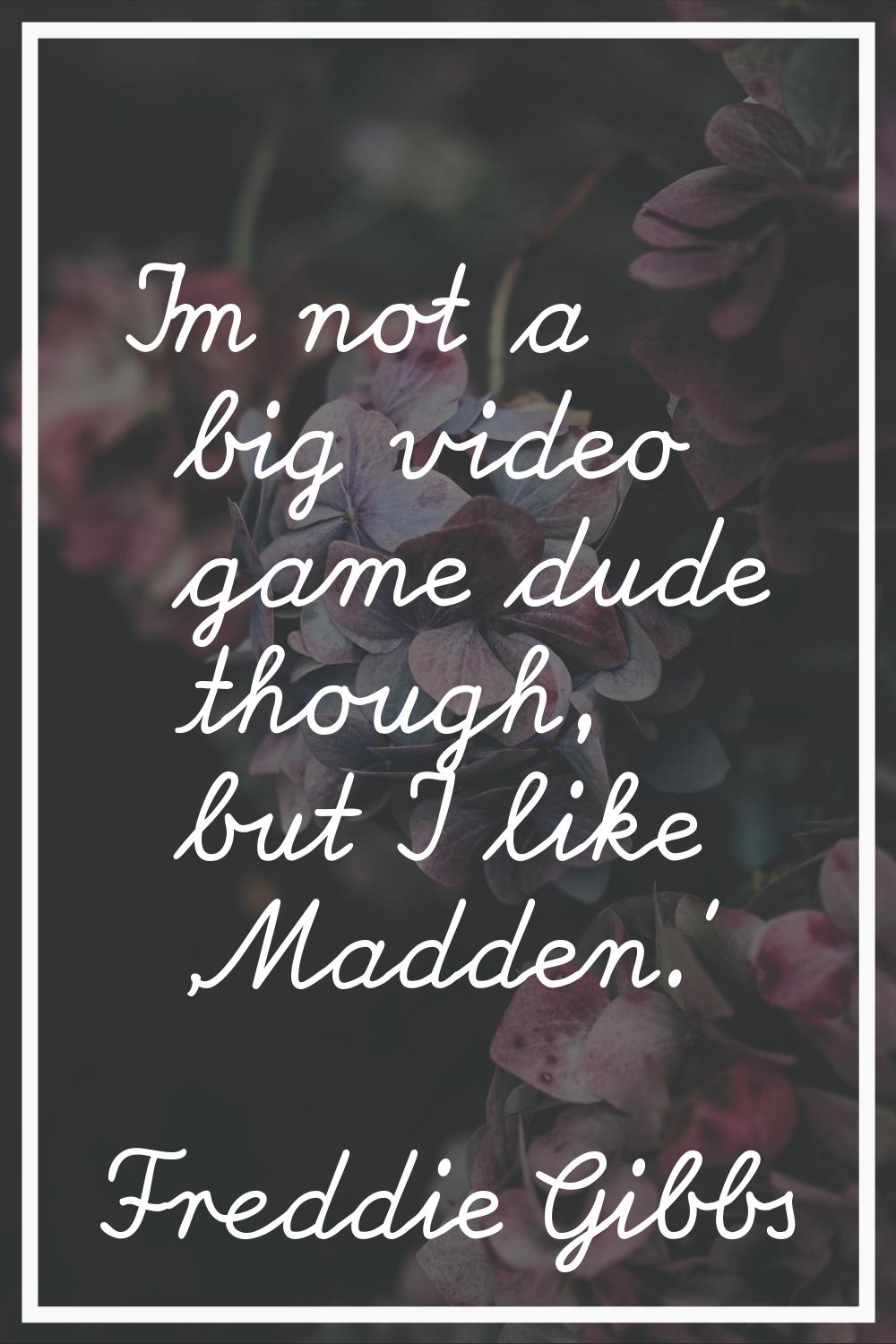 I'm not a big video game dude though, but I like 'Madden.'