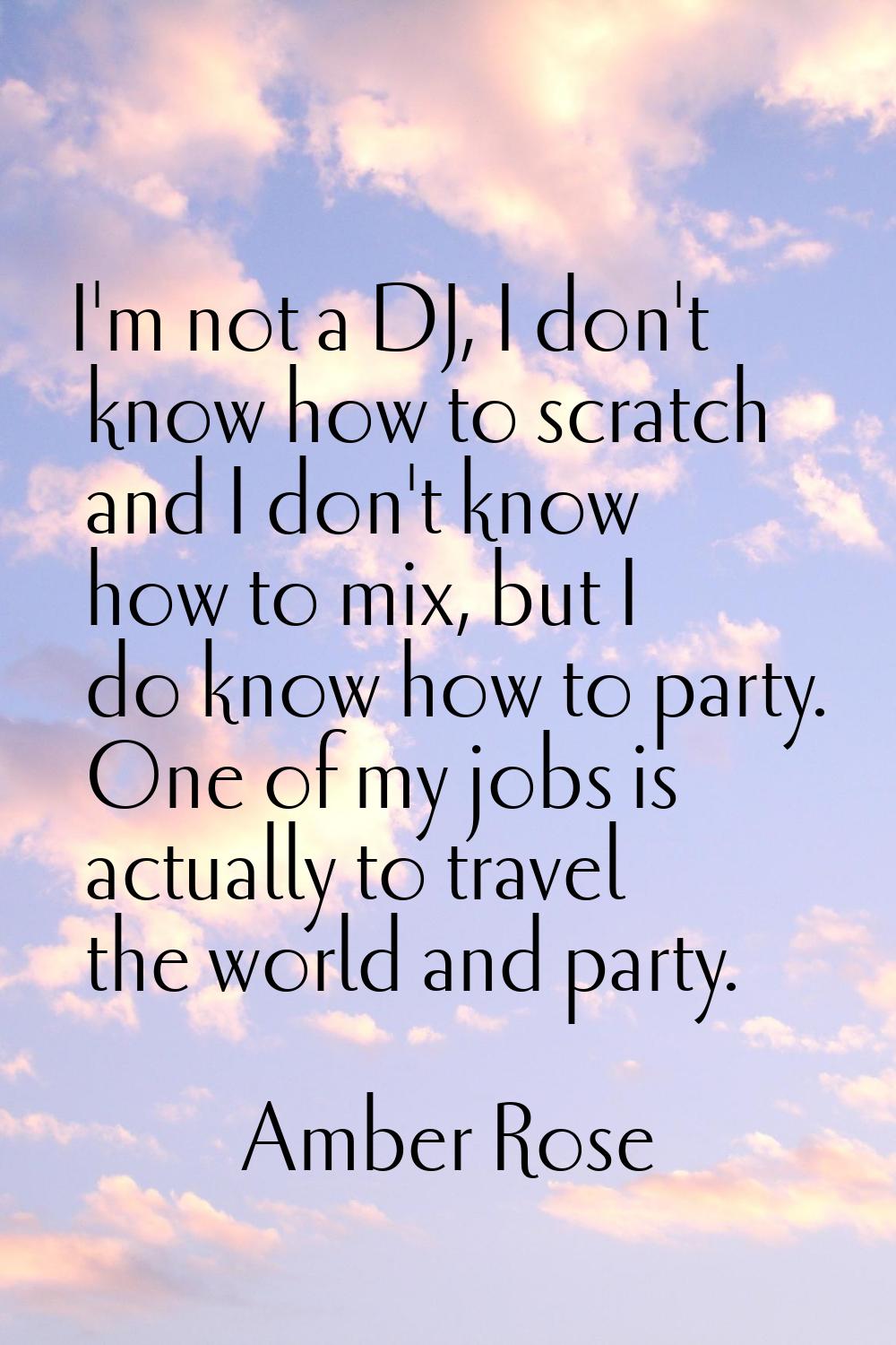 I'm not a DJ, I don't know how to scratch and I don't know how to mix, but I do know how to party. 