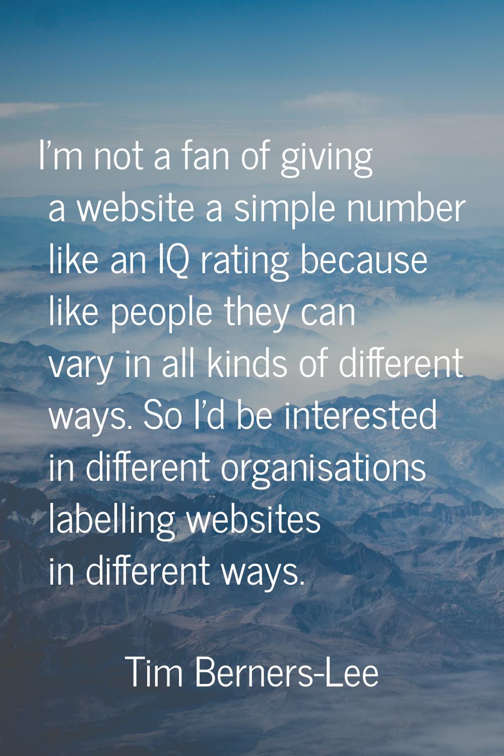 I'm not a fan of giving a website a simple number like an IQ rating because like people they can va