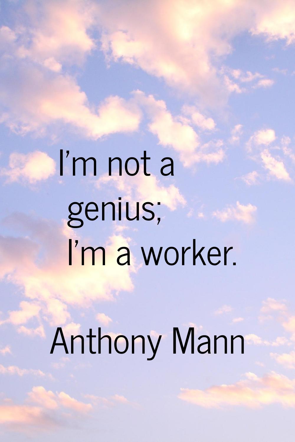 I'm not a genius; I'm a worker.