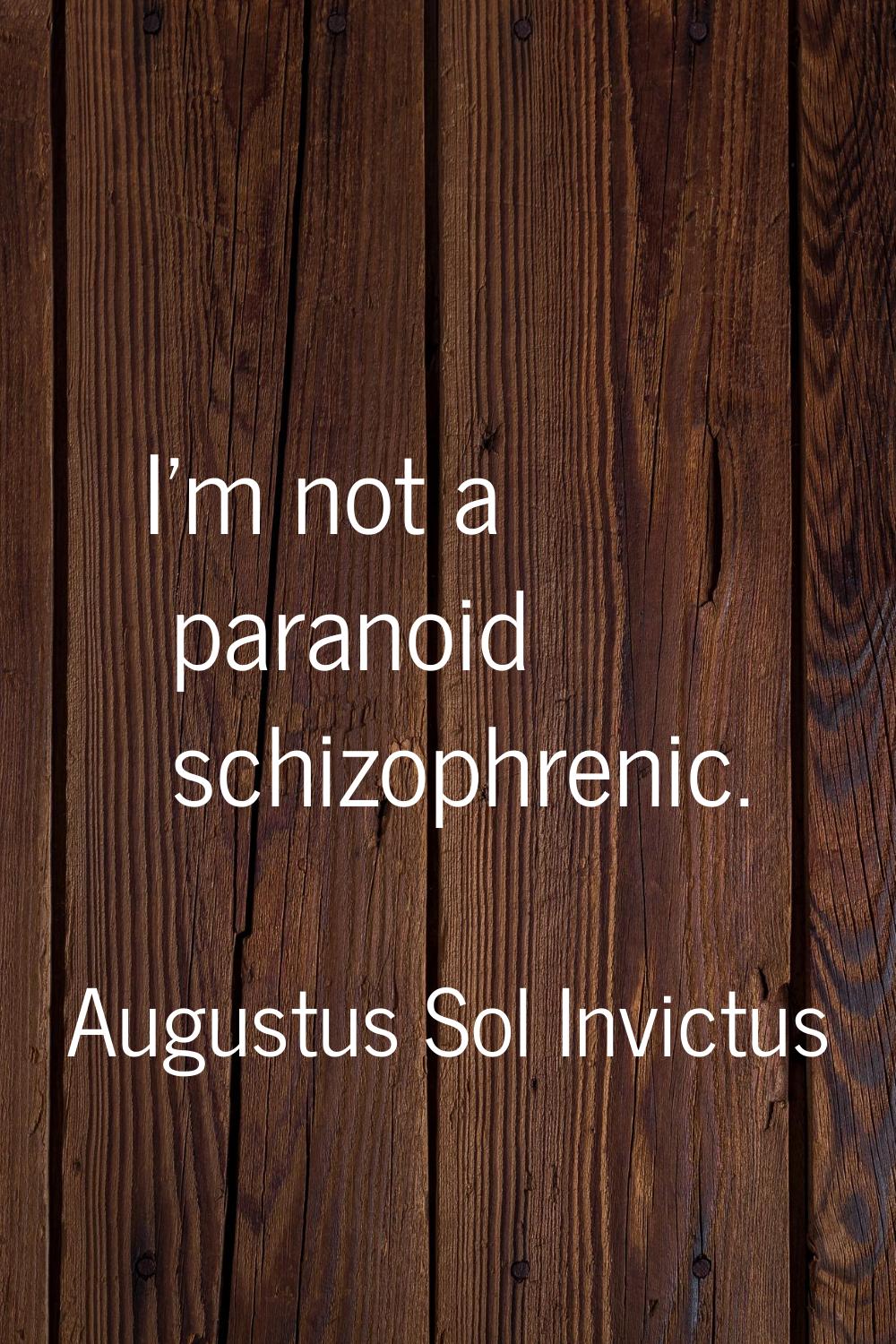 I'm not a paranoid schizophrenic.