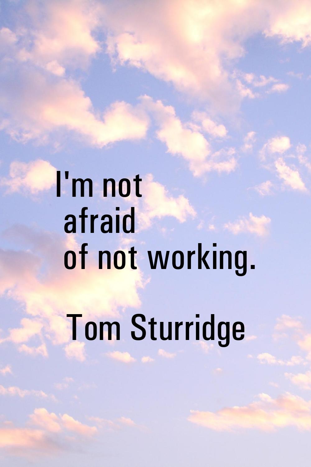 I'm not afraid of not working.