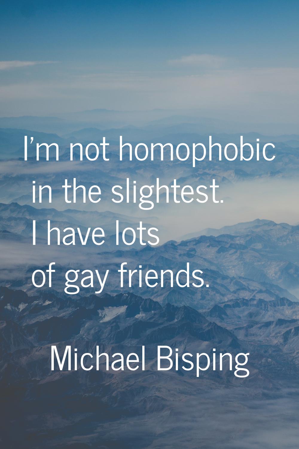 I'm not homophobic in the slightest. I have lots of gay friends.