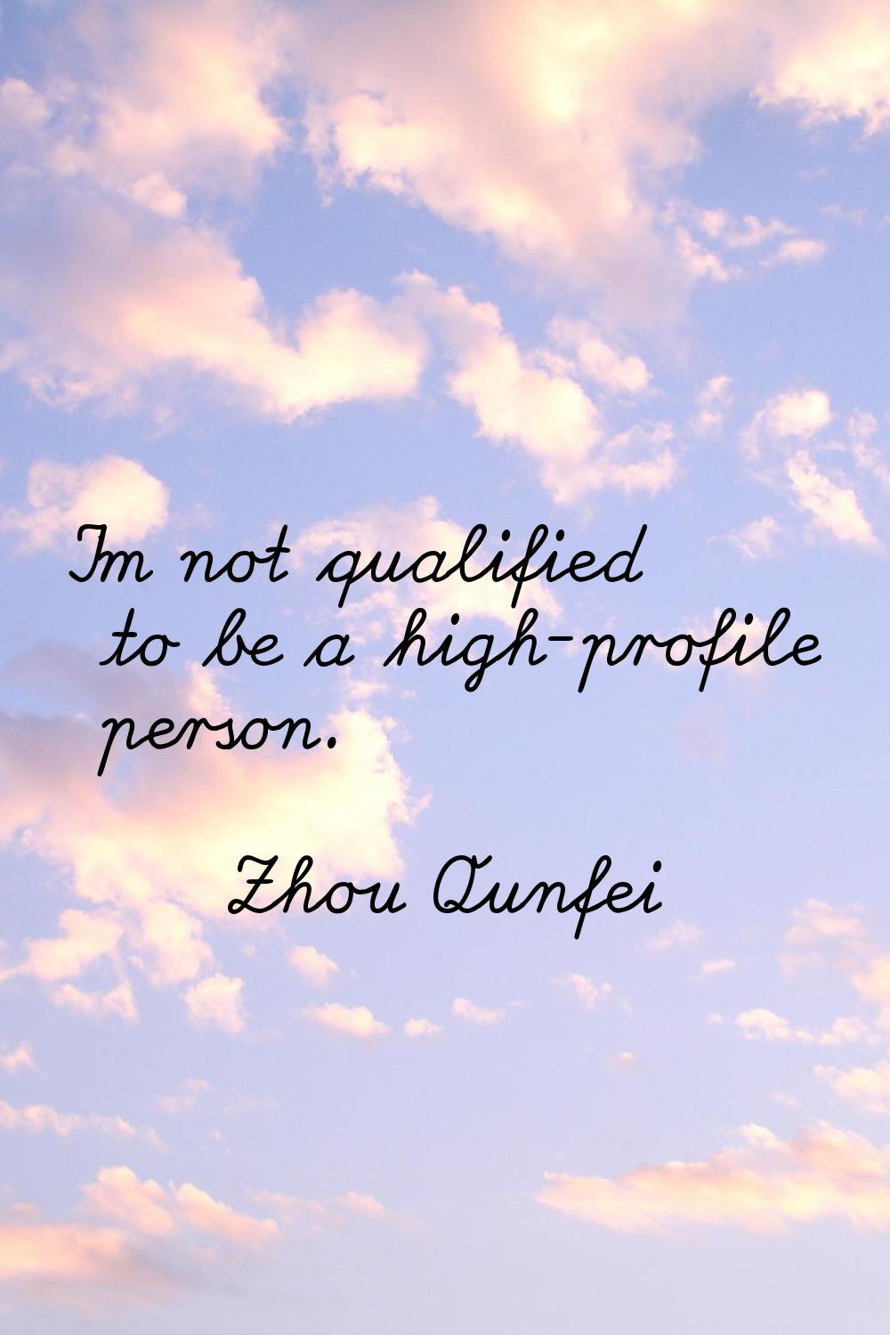I'm not qualified to be a high-profile person.