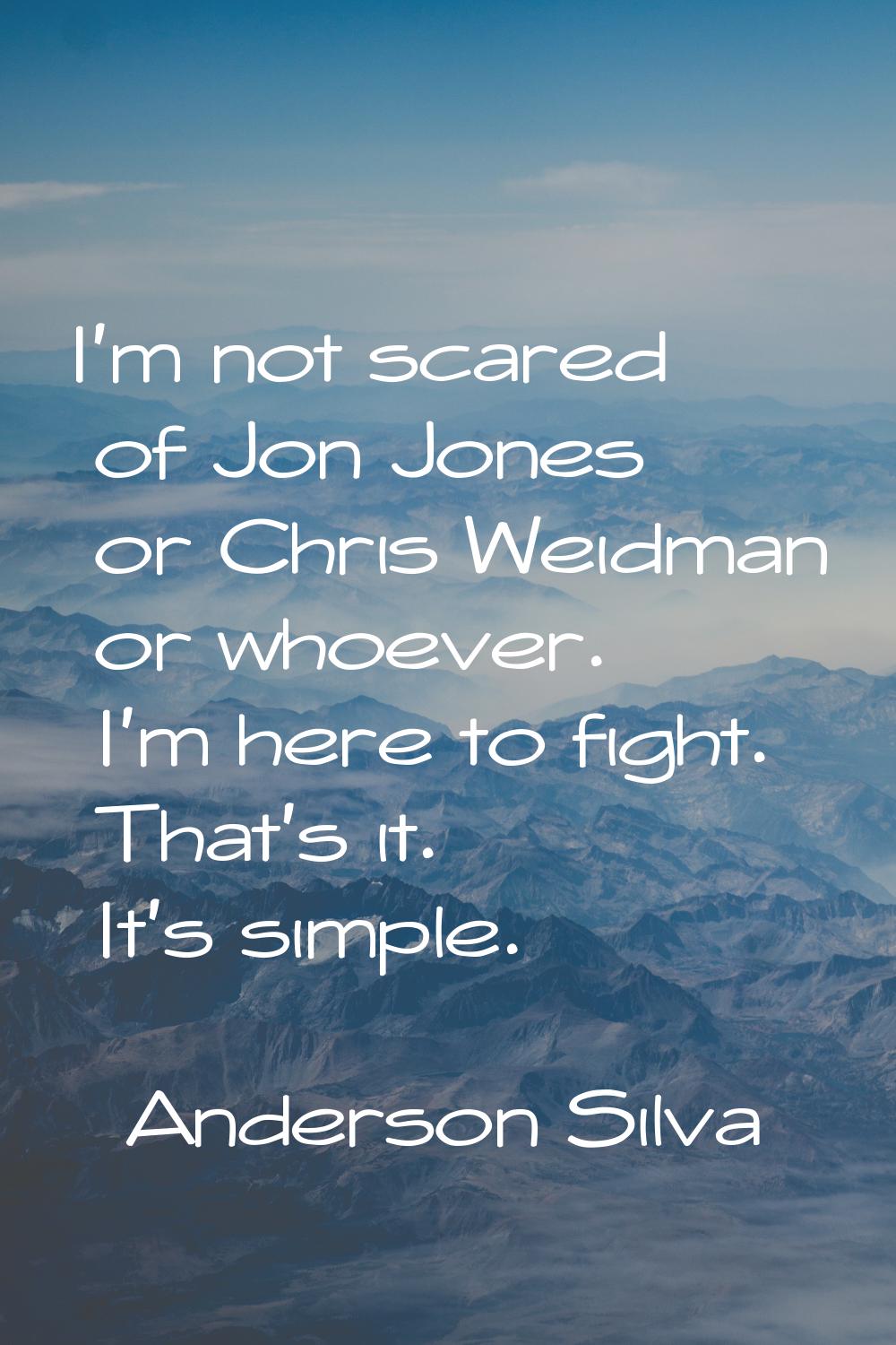I'm not scared of Jon Jones or Chris Weidman or whoever. I'm here to fight. That's it. It's simple.