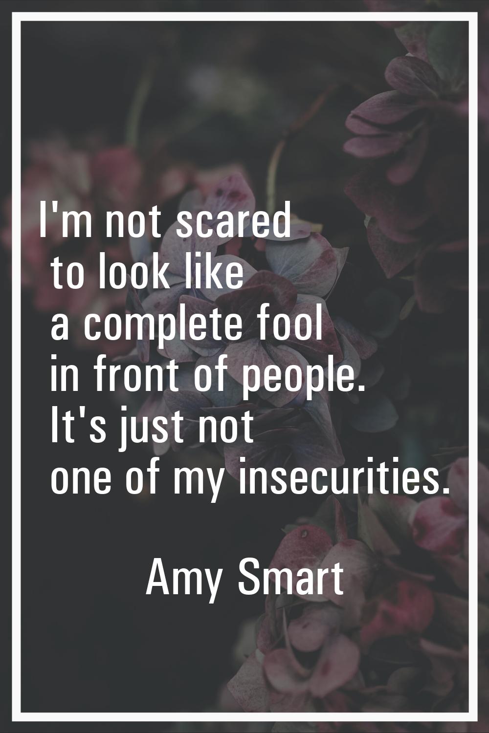 I'm not scared to look like a complete fool in front of people. It's just not one of my insecuritie