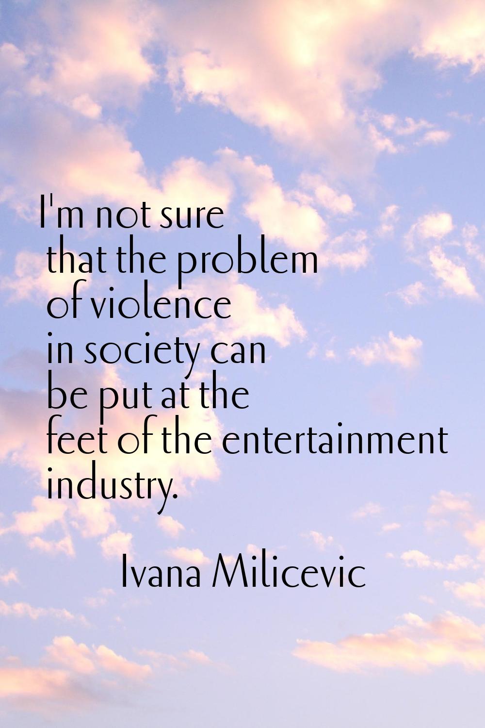 I'm not sure that the problem of violence in society can be put at the feet of the entertainment in
