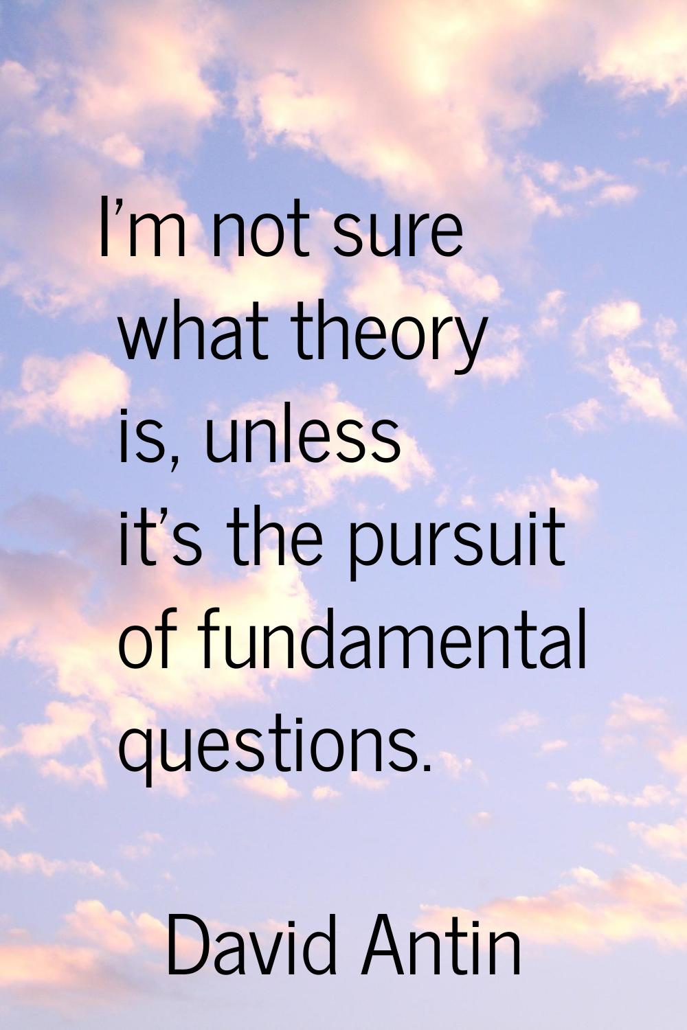 I'm not sure what theory is, unless it's the pursuit of fundamental questions.