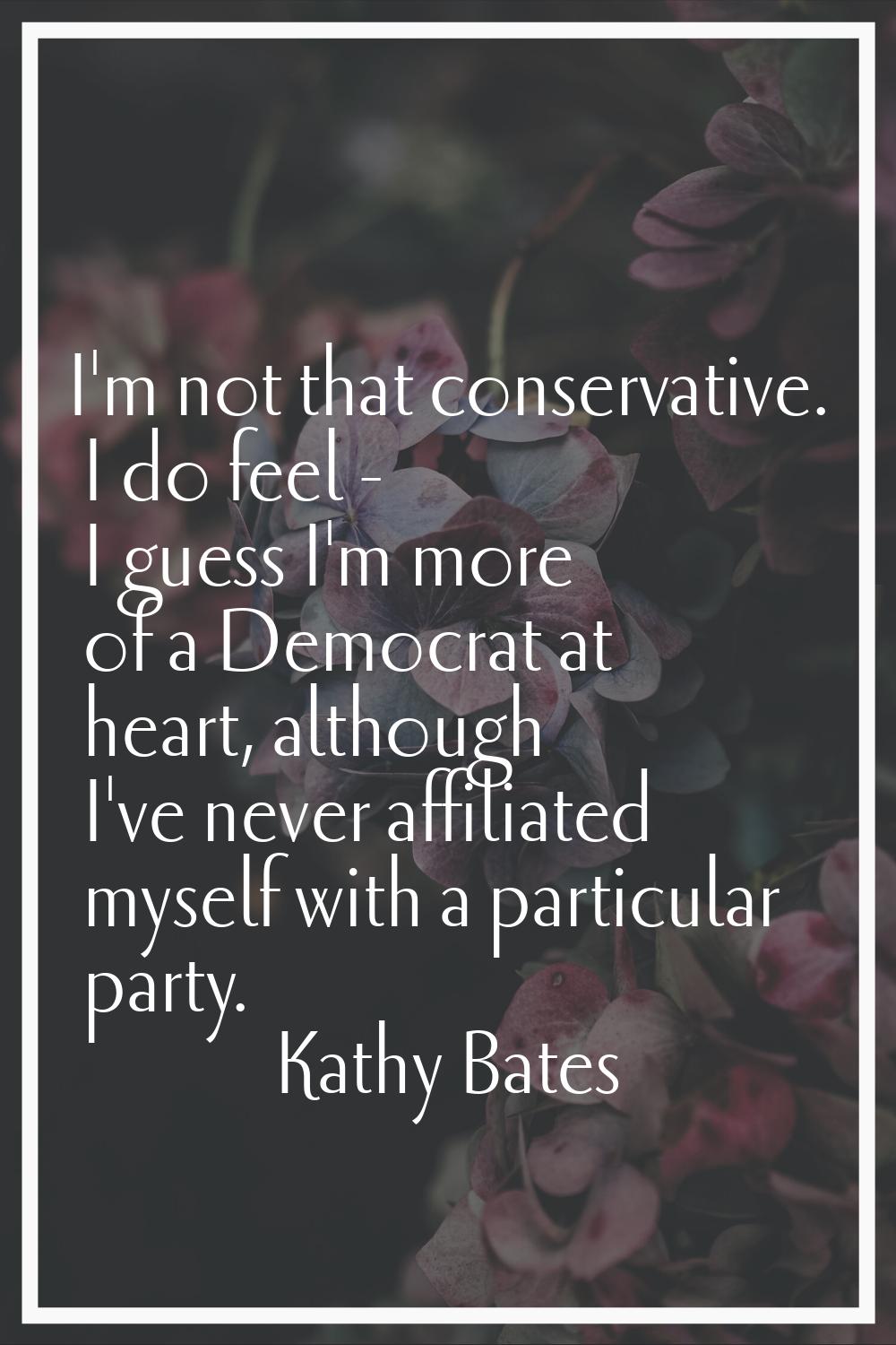 I'm not that conservative. I do feel - I guess I'm more of a Democrat at heart, although I've never