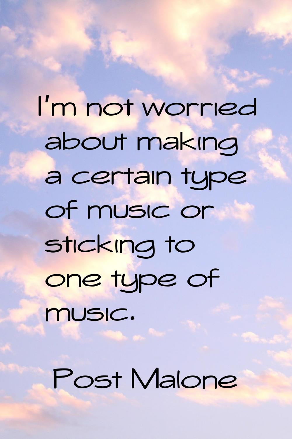 I'm not worried about making a certain type of music or sticking to one type of music.