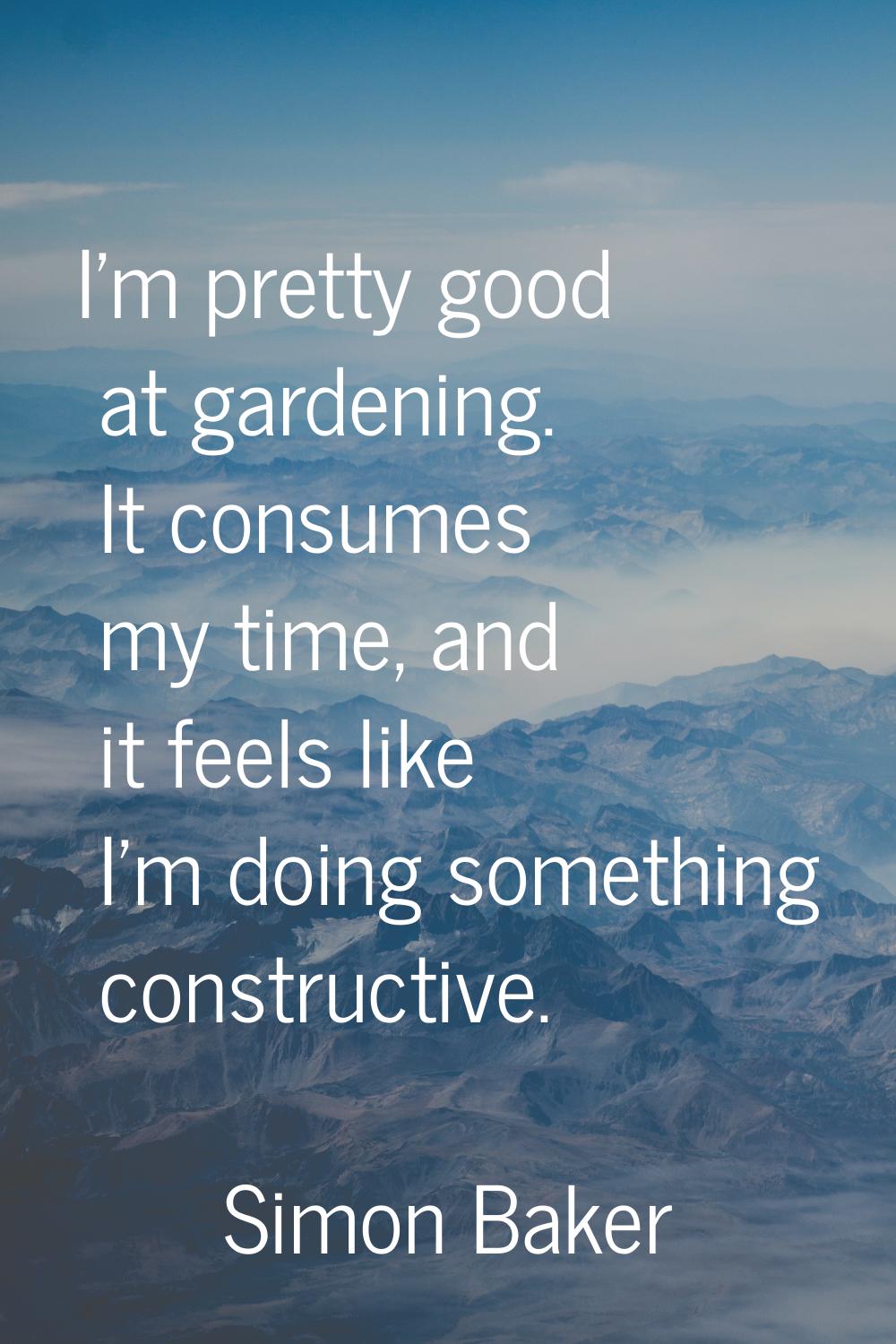 I'm pretty good at gardening. It consumes my time, and it feels like I'm doing something constructi
