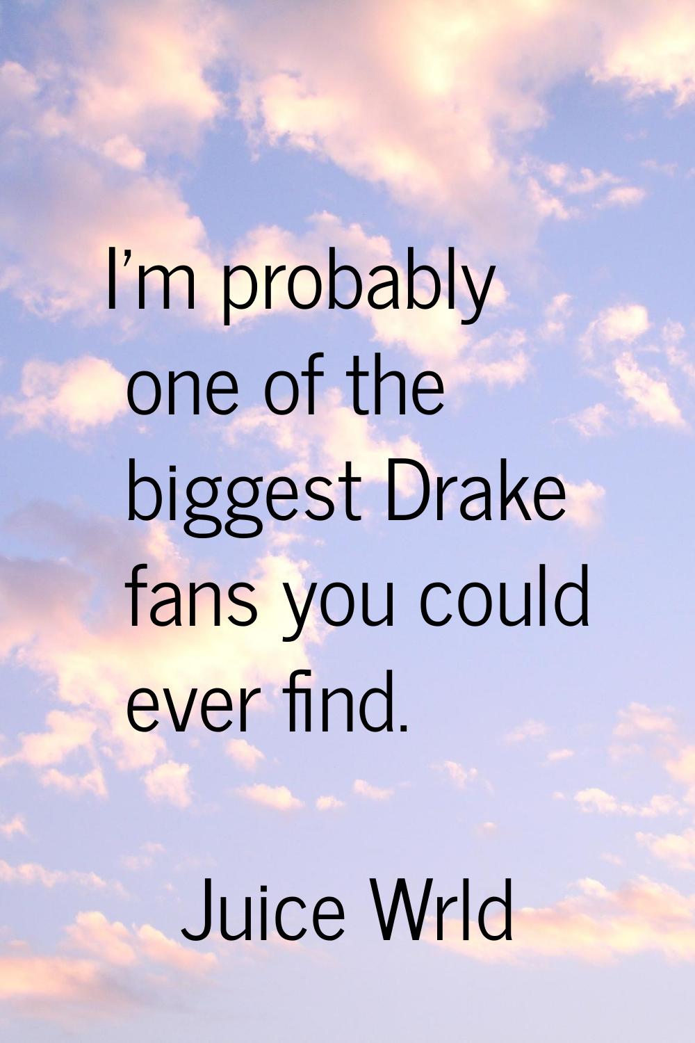 I'm probably one of the biggest Drake fans you could ever find.