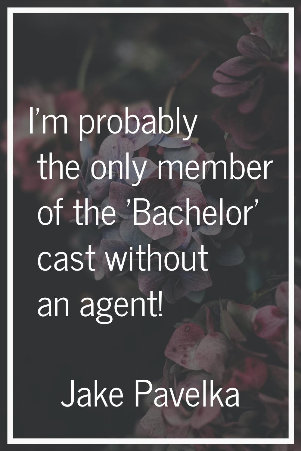 I'm probably the only member of the 'Bachelor' cast without an agent!
