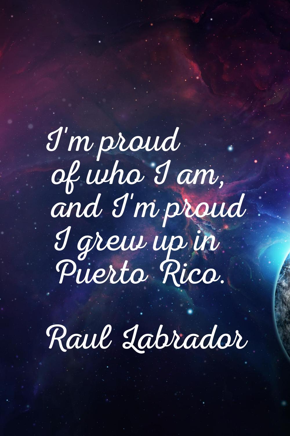 I'm proud of who I am, and I'm proud I grew up in Puerto Rico.