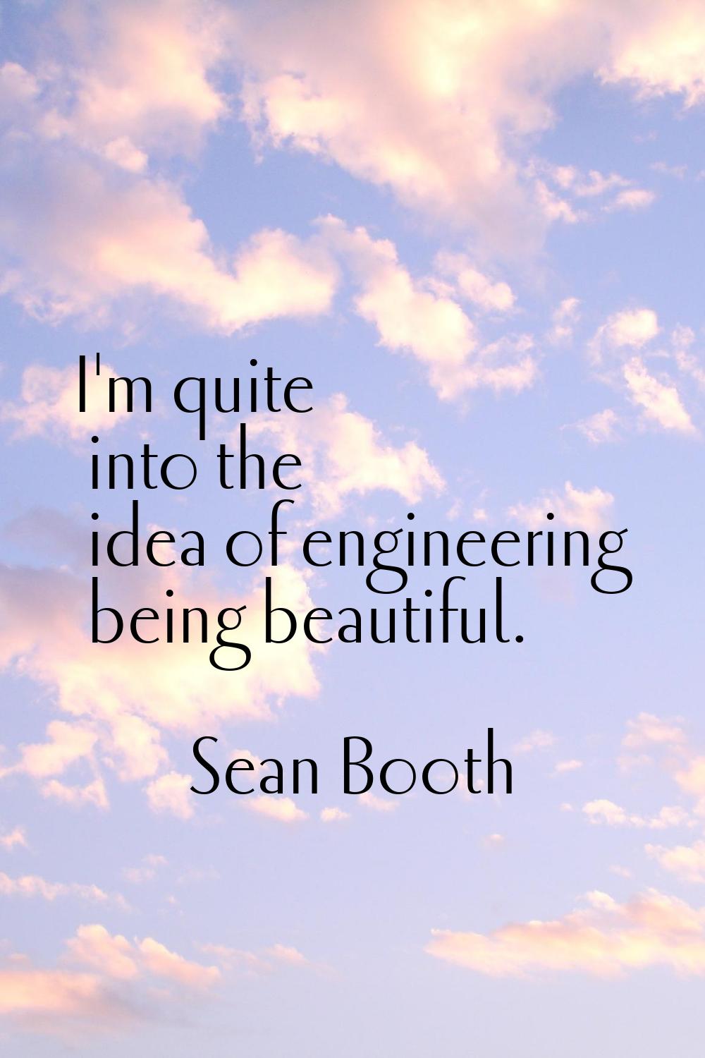 I'm quite into the idea of engineering being beautiful.