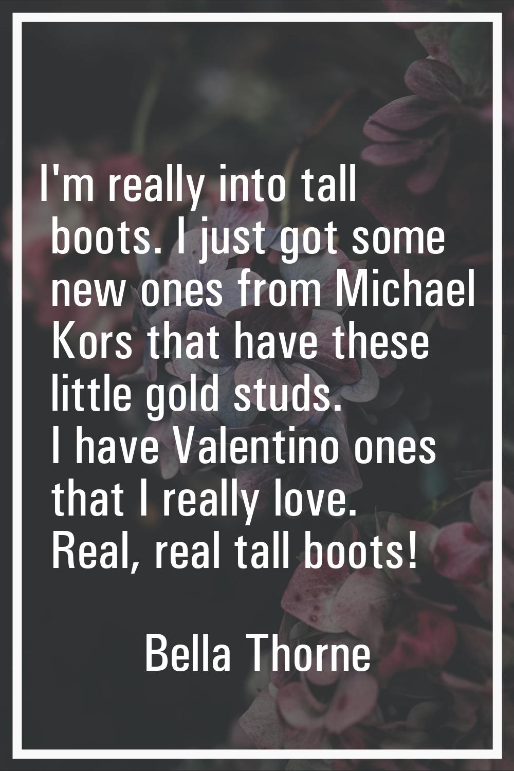 I'm really into tall boots. I just got some new ones from Michael Kors that have these little gold 