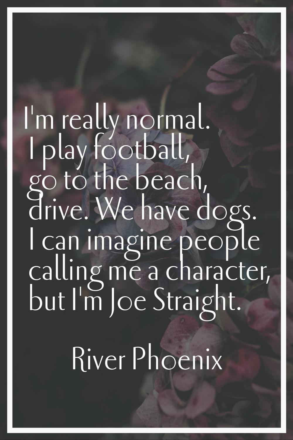 I'm really normal. I play football, go to the beach, drive. We have dogs. I can imagine people call