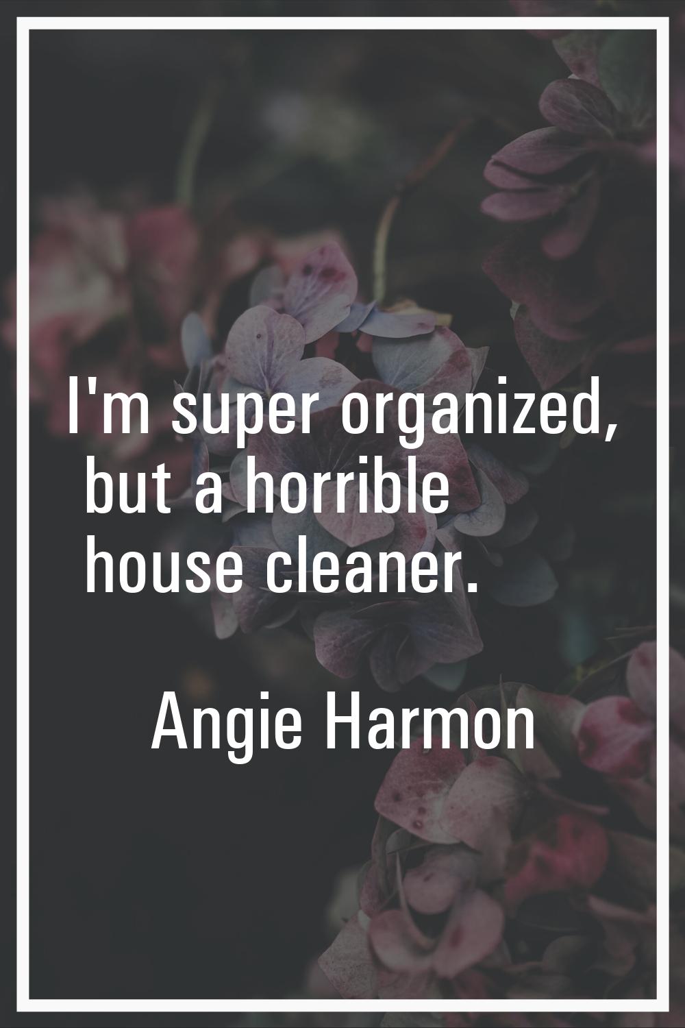 I'm super organized, but a horrible house cleaner.