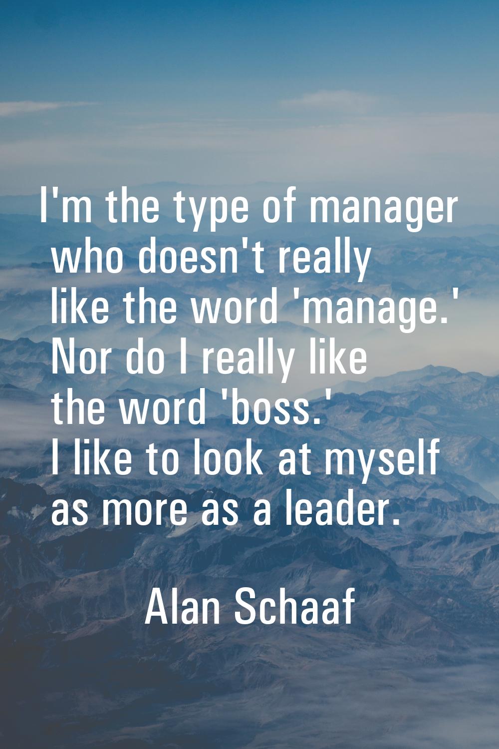 I'm the type of manager who doesn't really like the word 'manage.' Nor do I really like the word 'b