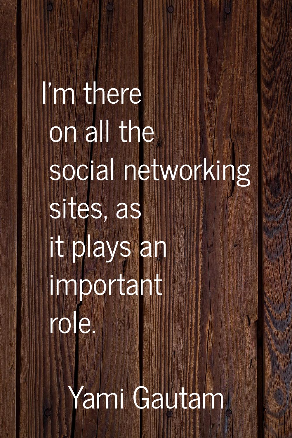 I'm there on all the social networking sites, as it plays an important role.