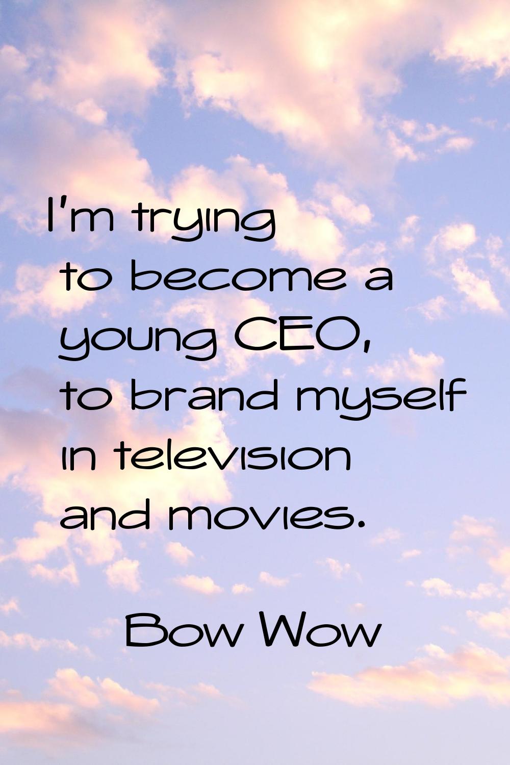 I'm trying to become a young CEO, to brand myself in television and movies.