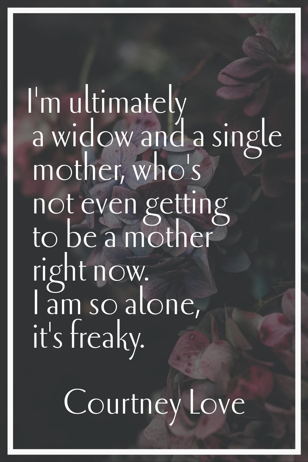 I'm ultimately a widow and a single mother, who's not even getting to be a mother right now. I am s