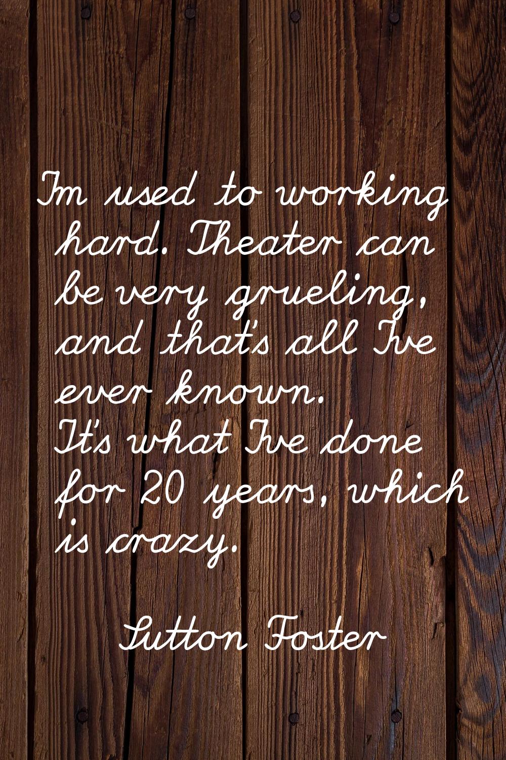 I'm used to working hard. Theater can be very grueling, and that's all I've ever known. It's what I