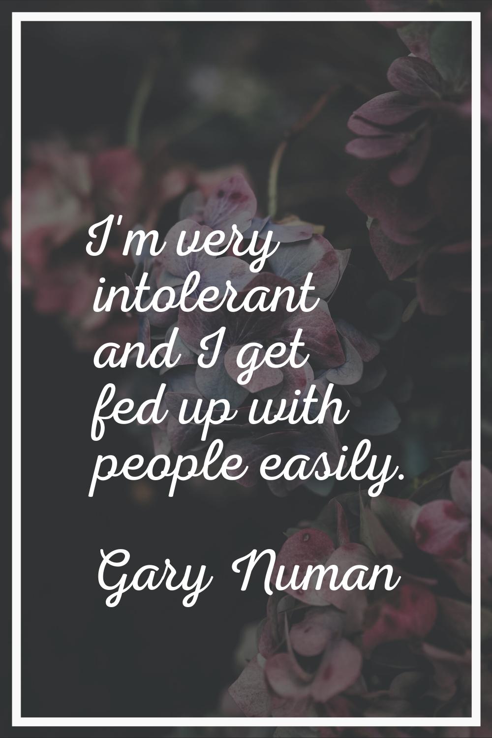 I'm very intolerant and I get fed up with people easily.