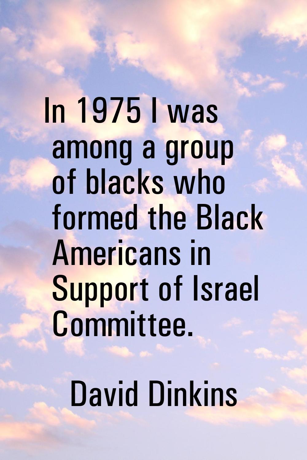 In 1975 I was among a group of blacks who formed the Black Americans in Support of Israel Committee