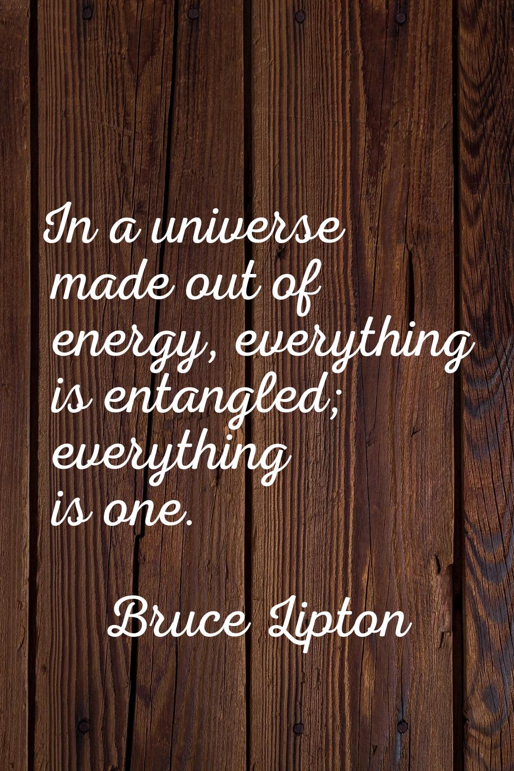 In a universe made out of energy, everything is entangled; everything is one.