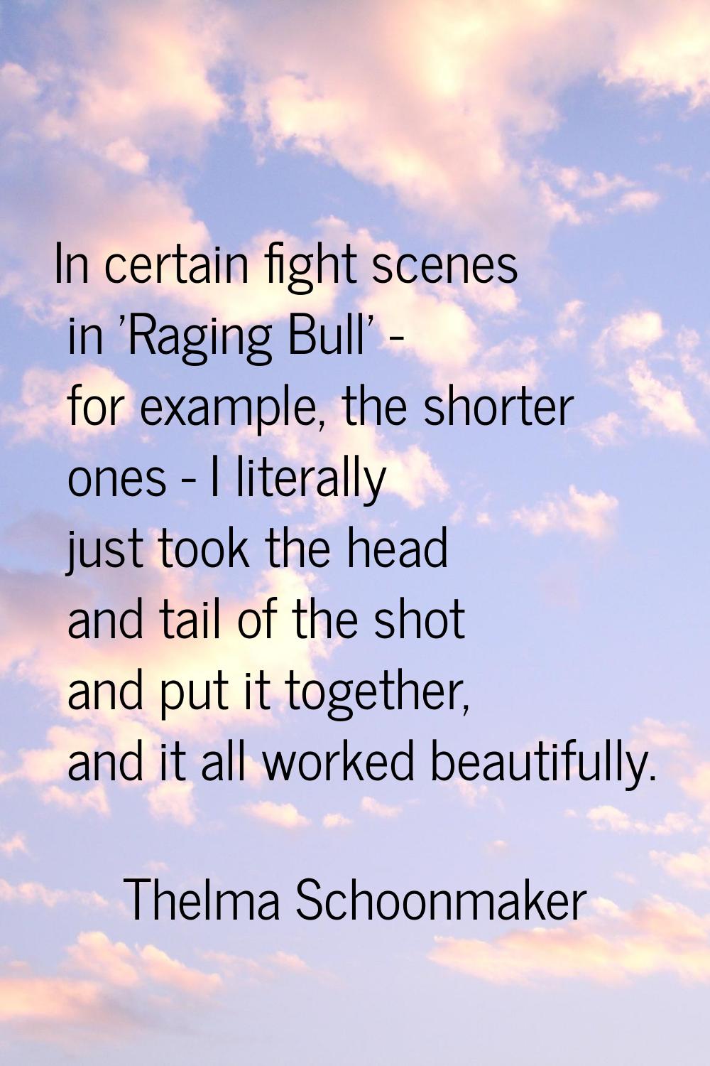 In certain fight scenes in 'Raging Bull' - for example, the shorter ones - I literally just took th