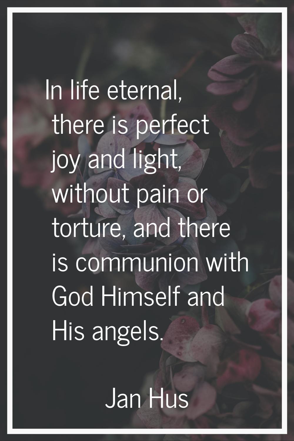 In life eternal, there is perfect joy and light, without pain or torture, and there is communion wi
