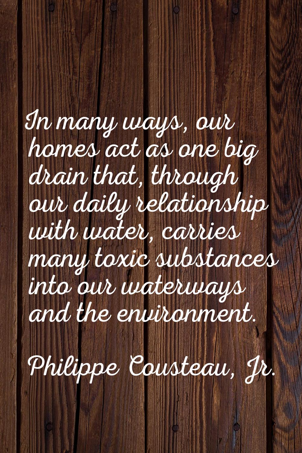 In many ways, our homes act as one big drain that, through our daily relationship with water, carri