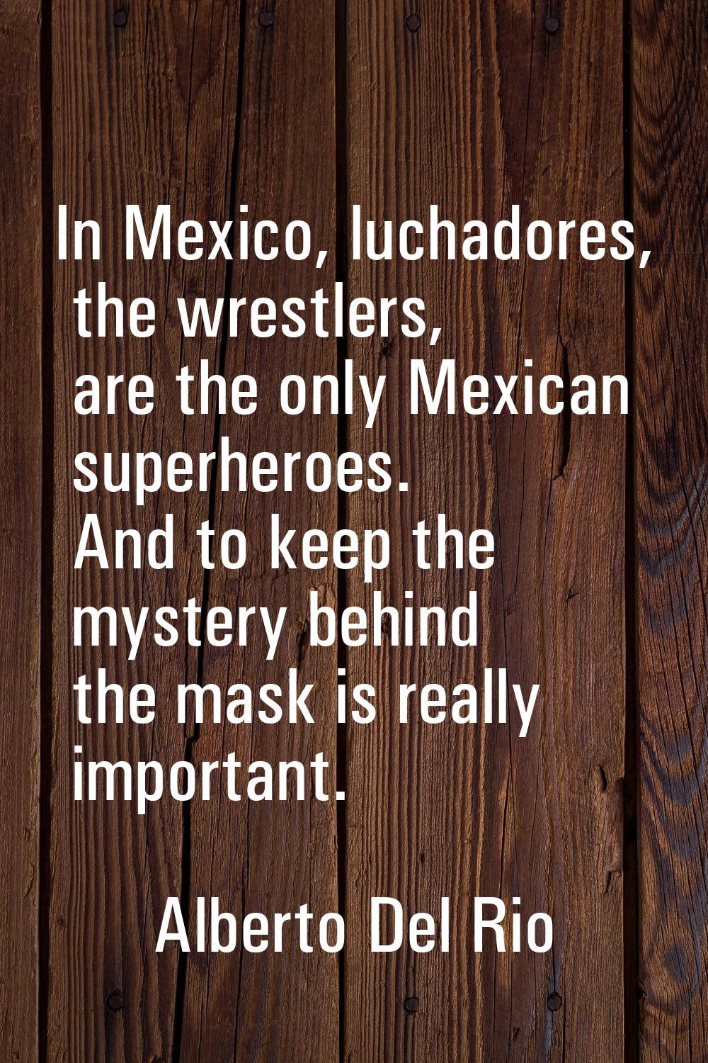 In Mexico, luchadores, the wrestlers, are the only Mexican superheroes. And to keep the mystery beh