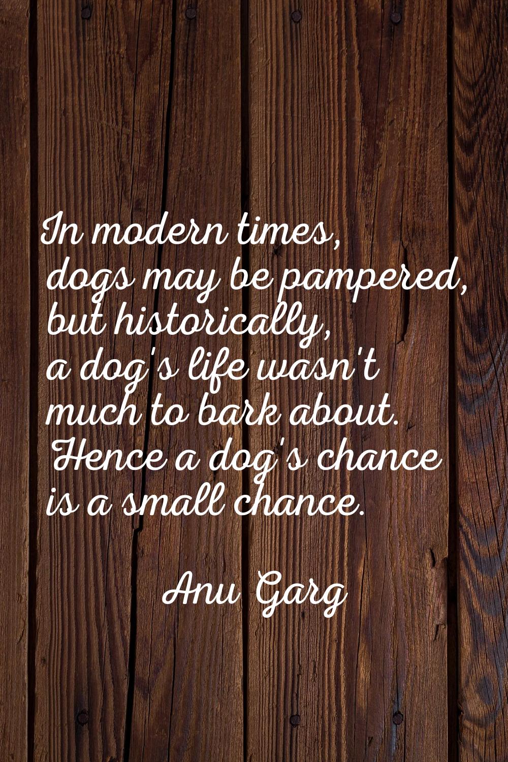 In modern times, dogs may be pampered, but historically, a dog's life wasn't much to bark about. He