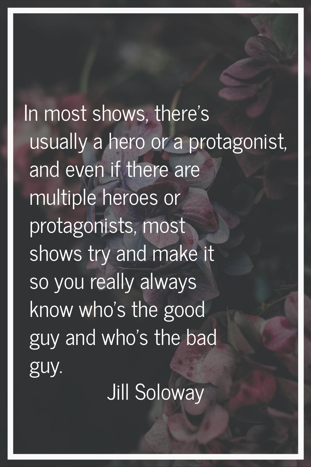 In most shows, there's usually a hero or a protagonist, and even if there are multiple heroes or pr