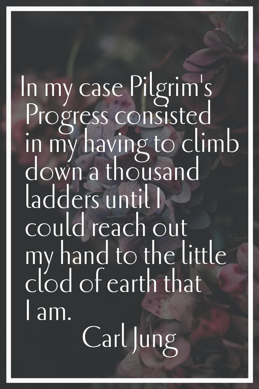 In my case Pilgrim's Progress consisted in my having to climb down a thousand ladders until I could