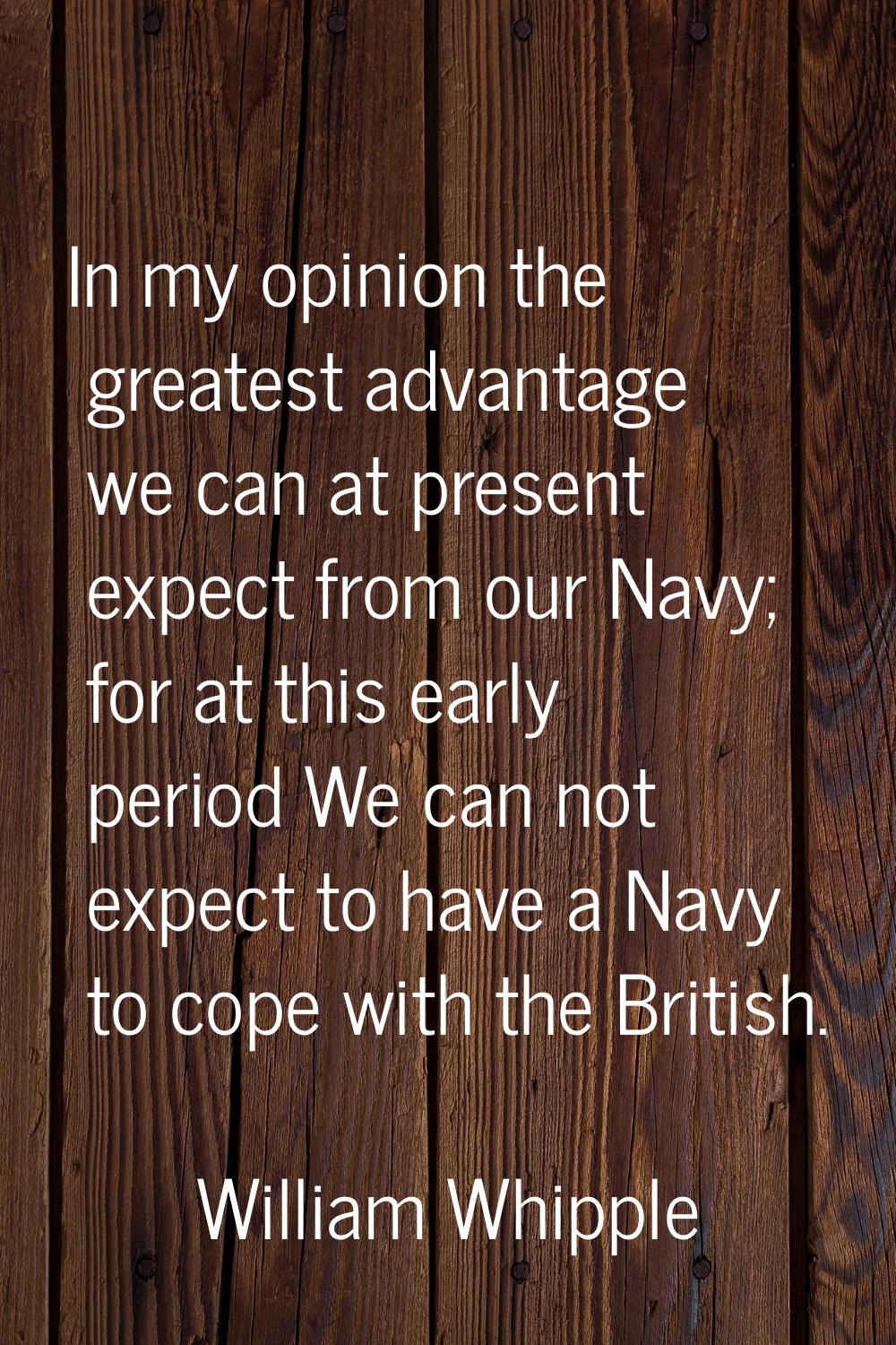 In my opinion the greatest advantage we can at present expect from our Navy; for at this early peri