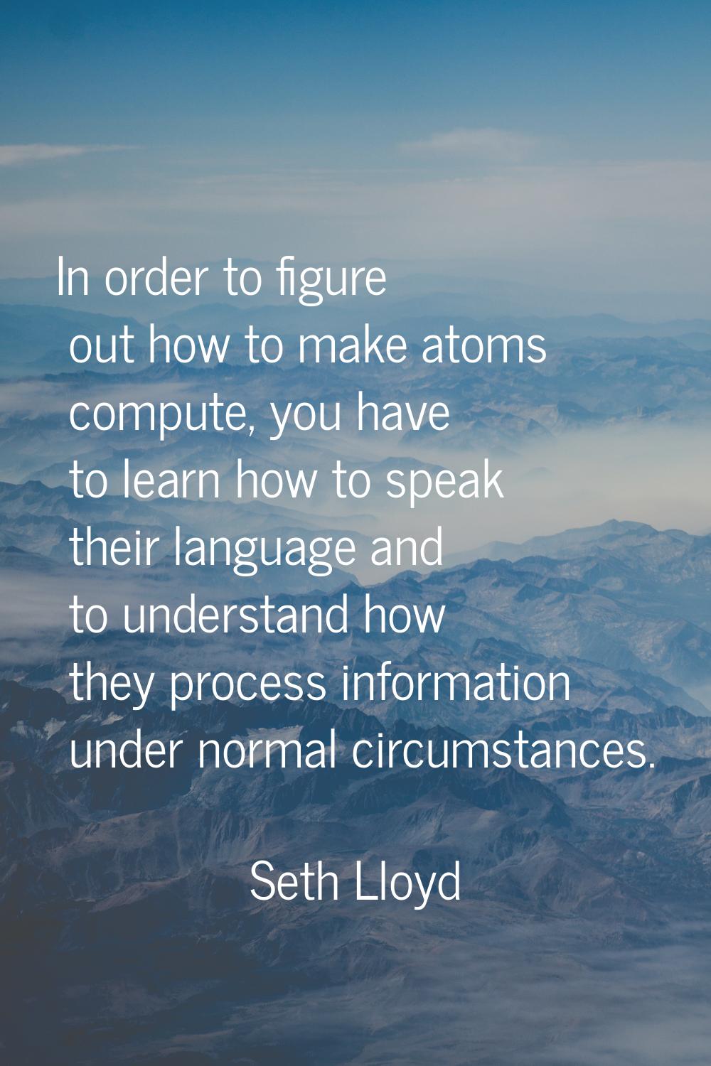 In order to figure out how to make atoms compute, you have to learn how to speak their language and