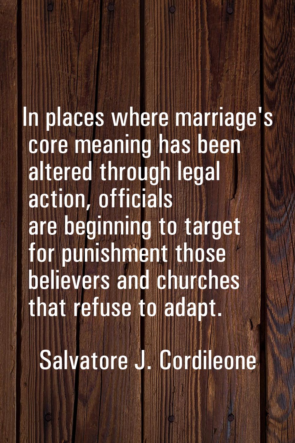 In places where marriage's core meaning has been altered through legal action, officials are beginn