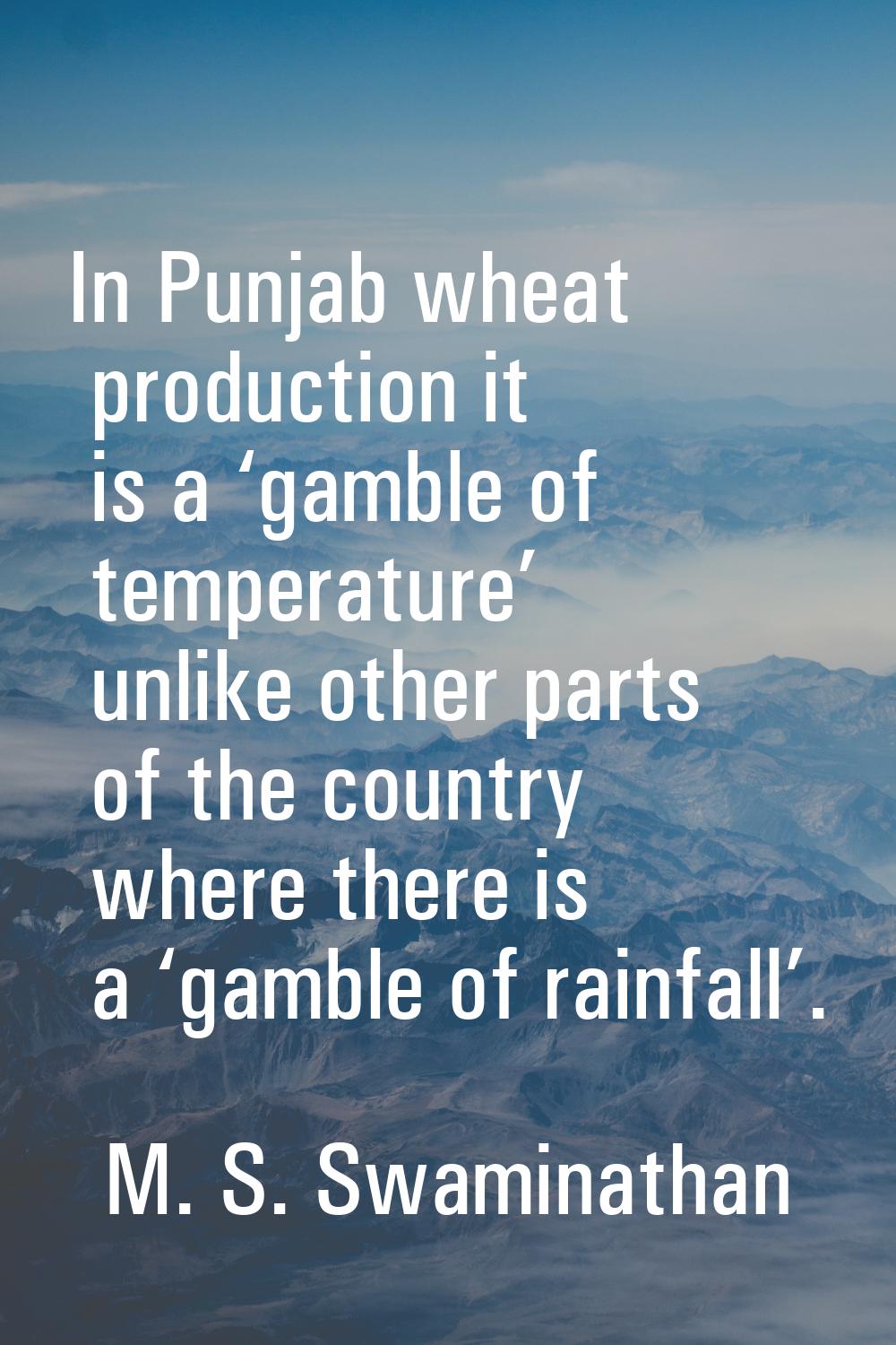 In Punjab wheat production it is a ‘gamble of temperature’ unlike other parts of the country where 