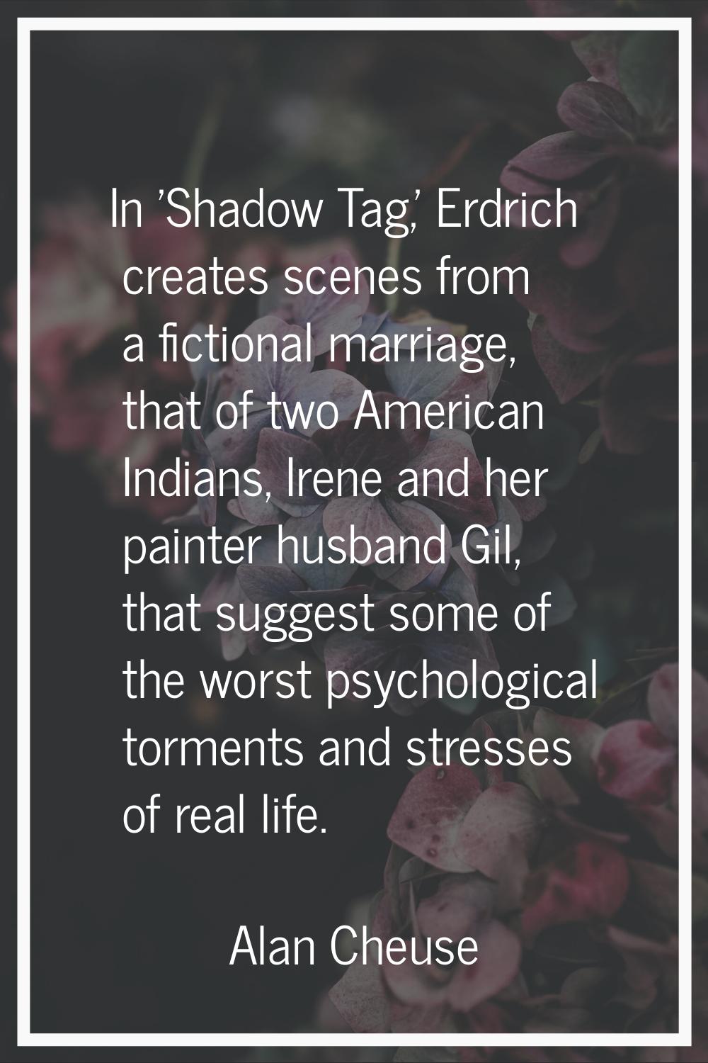 In 'Shadow Tag,' Erdrich creates scenes from a fictional marriage, that of two American Indians, Ir