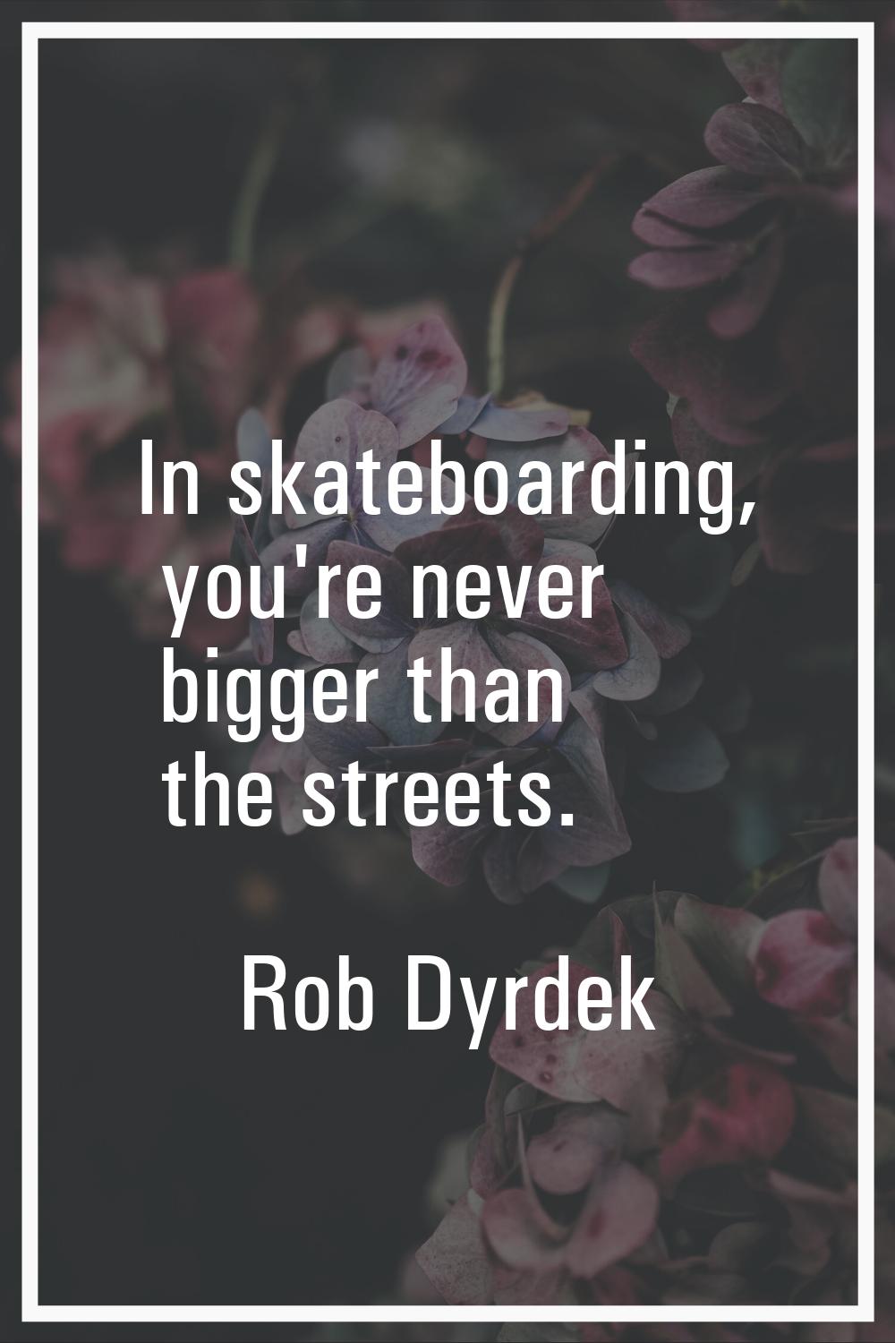 In skateboarding, you're never bigger than the streets.