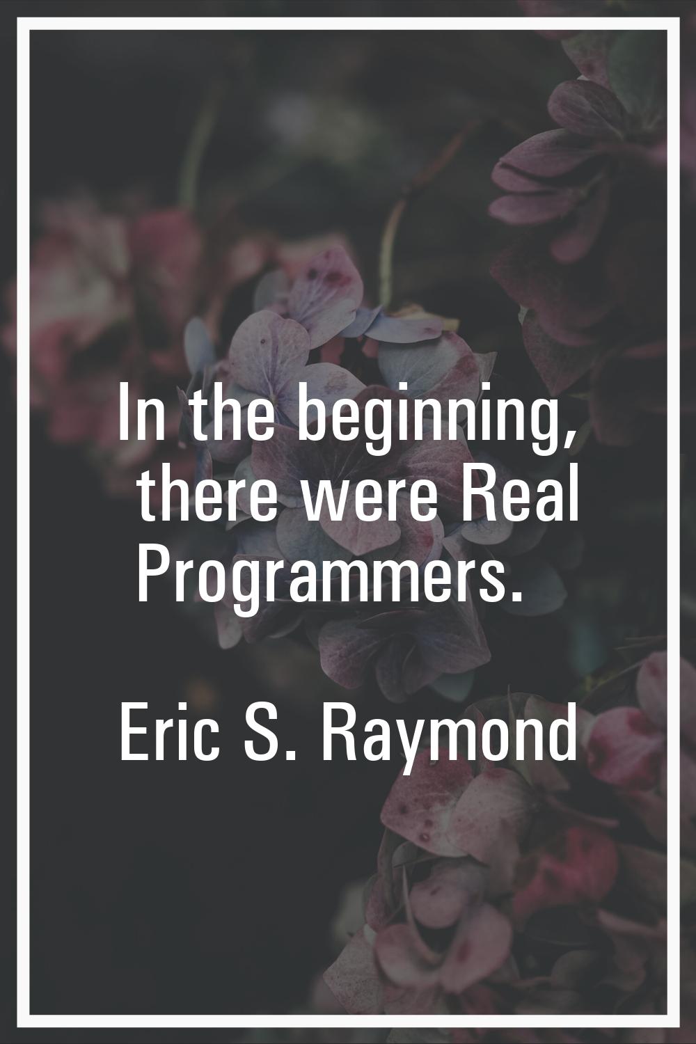 In the beginning, there were Real Programmers.