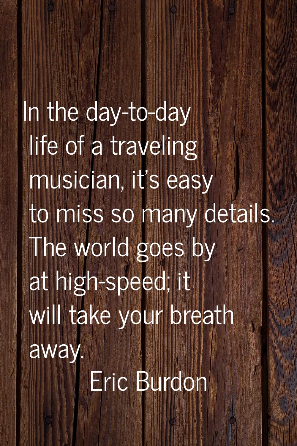 In the day-to-day life of a traveling musician, it's easy to miss so many details. The world goes b